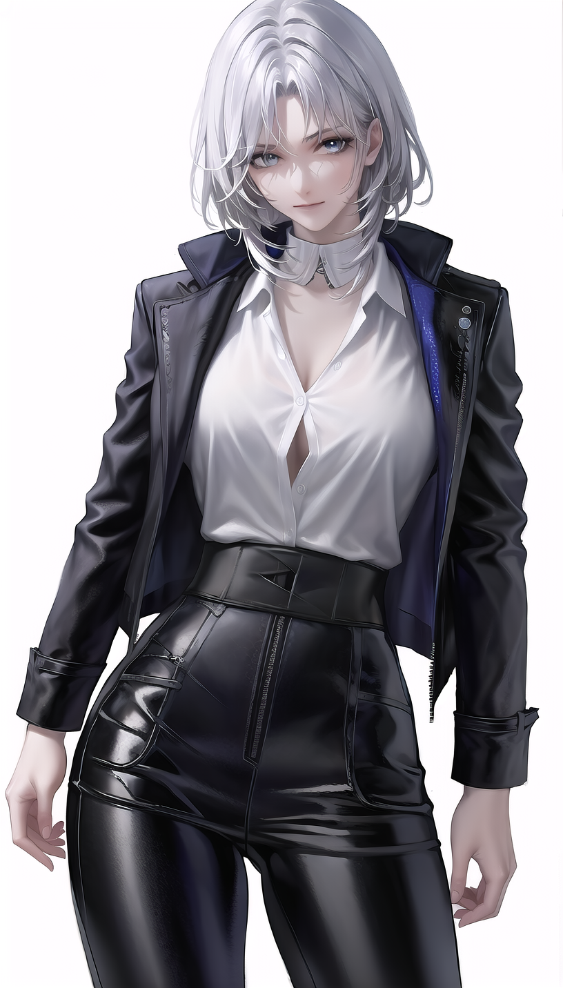 121064-1005671998-white hair,_white shirt,leather pants,blue long_coat, shiny clothes,_lady,mature female, cowboy shot,_(white background,simple b.png